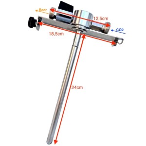 Silberner Metall Bierfass-Adapter für 5L Fässer mit integriertem Bierhahn und Rückschlagventil zur Küchenausstattung.