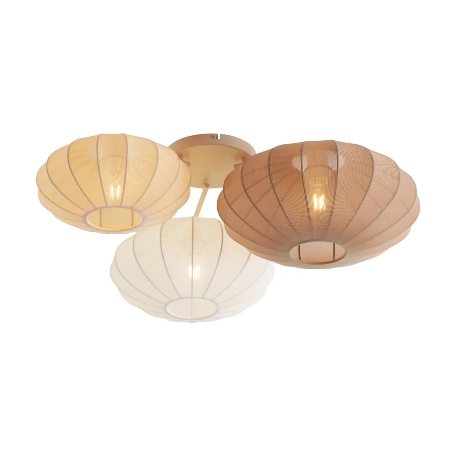 QAZQA Japandi Deckenleuchte Weiß mit Beige und Braun 3 Flammig Multi Bida