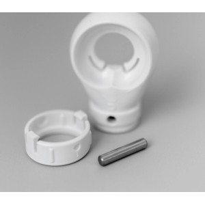 Bauheld Markisenöse, rund, 12 mm, RAL 9016, mit Sicherungsstift und -ring für Kugelhaken.