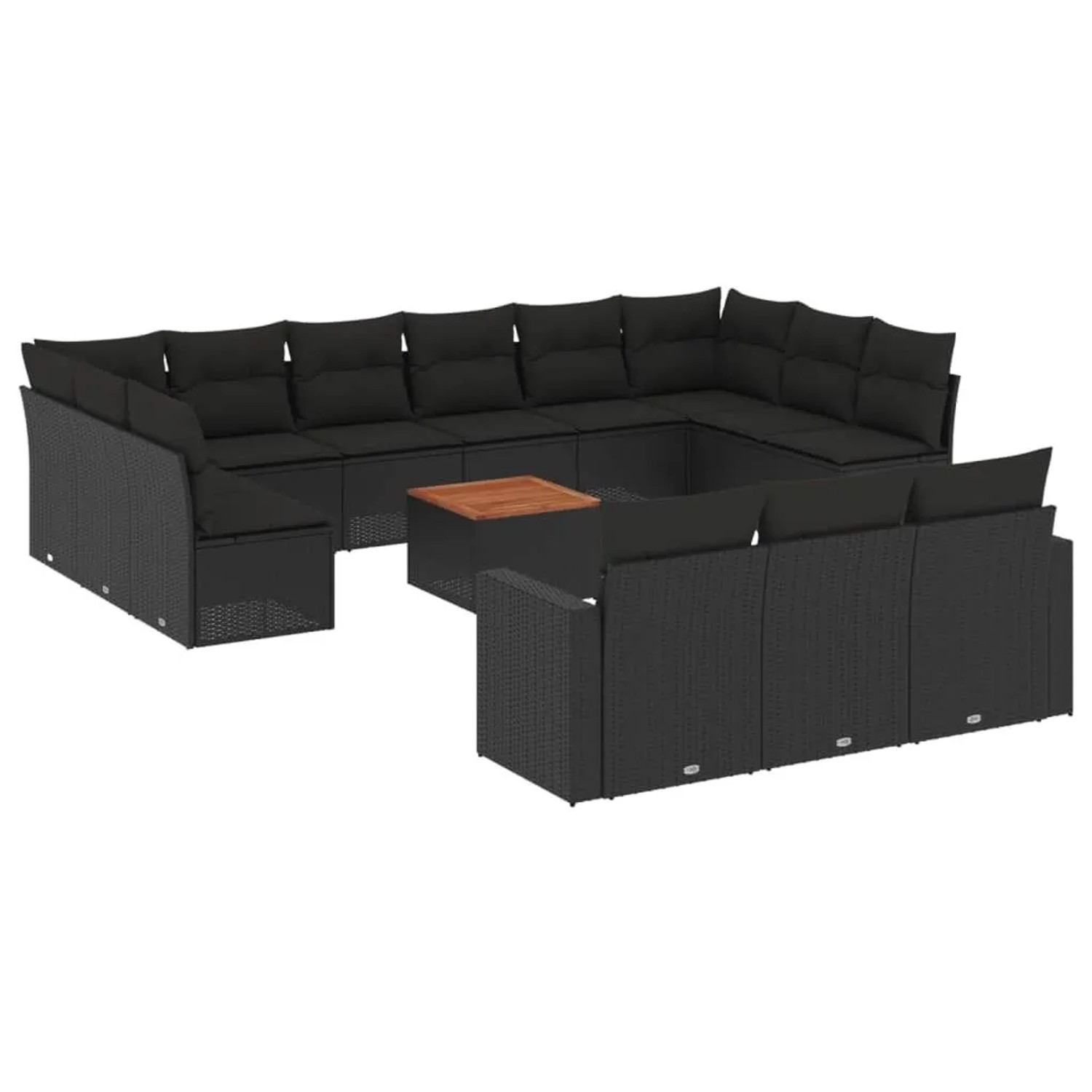 vidaXL 14-Tlg Garten-Sofagarnitur mit Kissen Schwarz Poly Rattan 3224361 günstig online kaufen