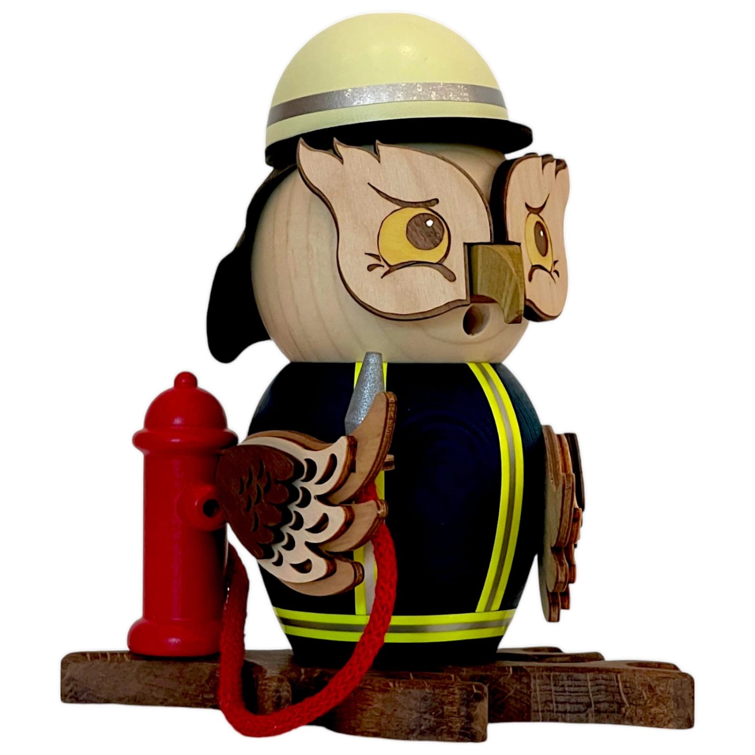 Drechslerei Kuhnert  Rauchfigur Eule Feuerwehr günstig online kaufen