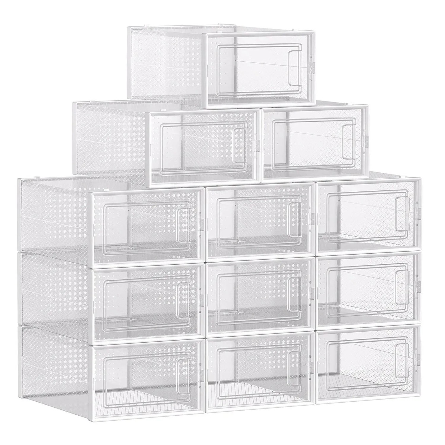 Songmics Schuhboxen-Set Dennys Faltbar Weiß 12-teilig