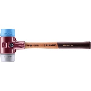 Halder Simplex Schonhammer Ø 60mm mit TPE-soft (blau) und TPE-mid (grau) Einsätzen.