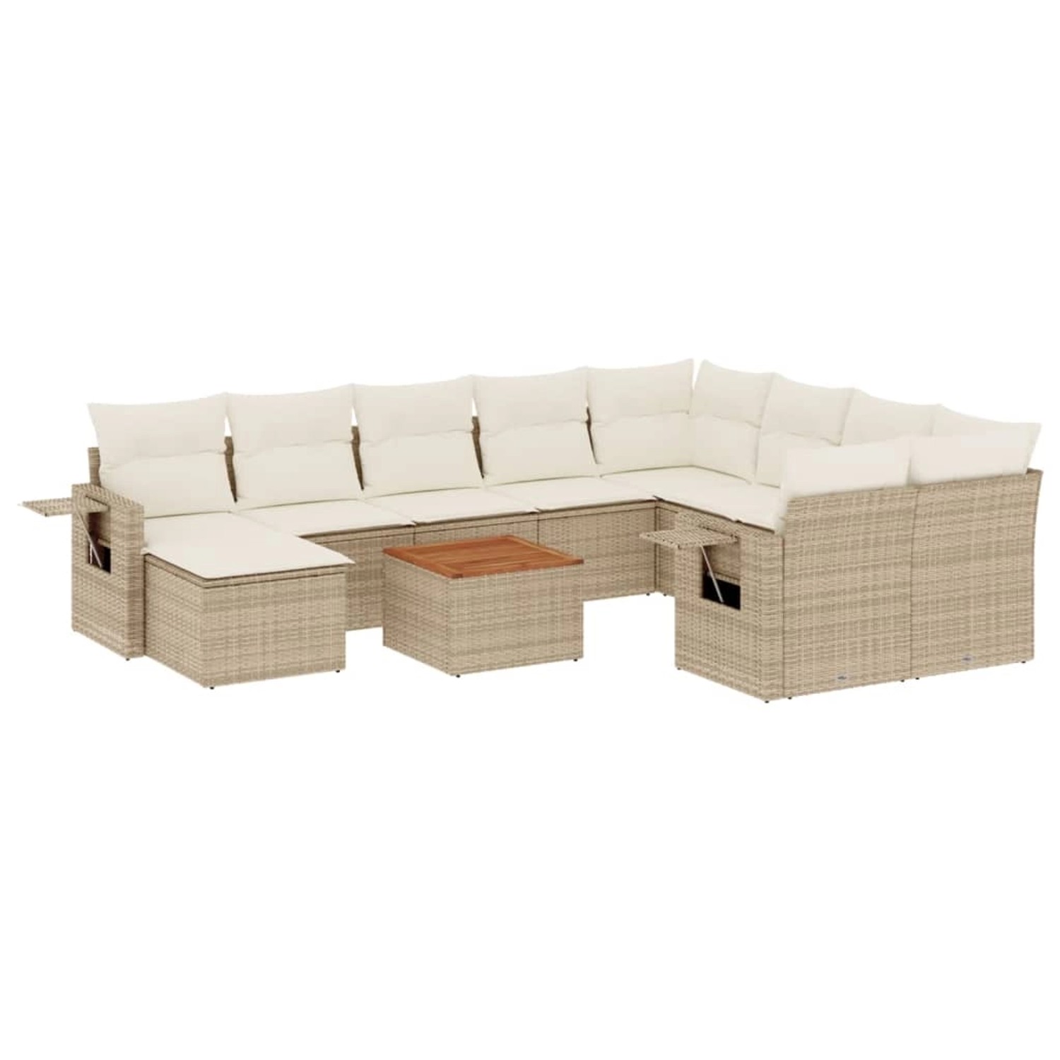 vidaXL 11-Tlg Garten-Sofagarnitur mit Kissen Beige Poly Rattan 3257185 günstig online kaufen