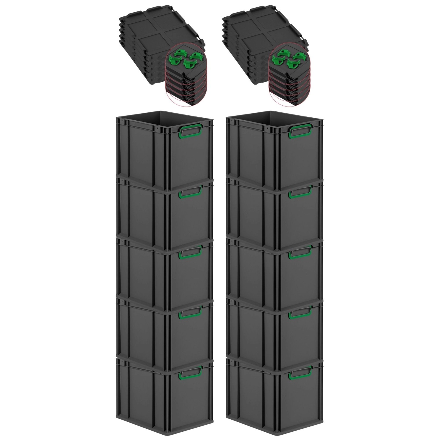 PROREGAL SparSet 10x Eurobox Nextgen Color Mit Auflagedeckel HxBxT 32x30x40 günstig online kaufen