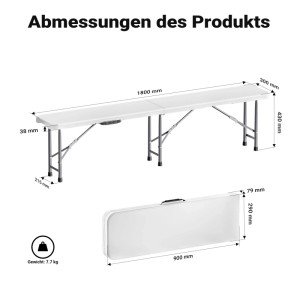 Wiltec Klappbank Campingbank Klappbare Sitzbank Klappbank Gartenbank Bierbank