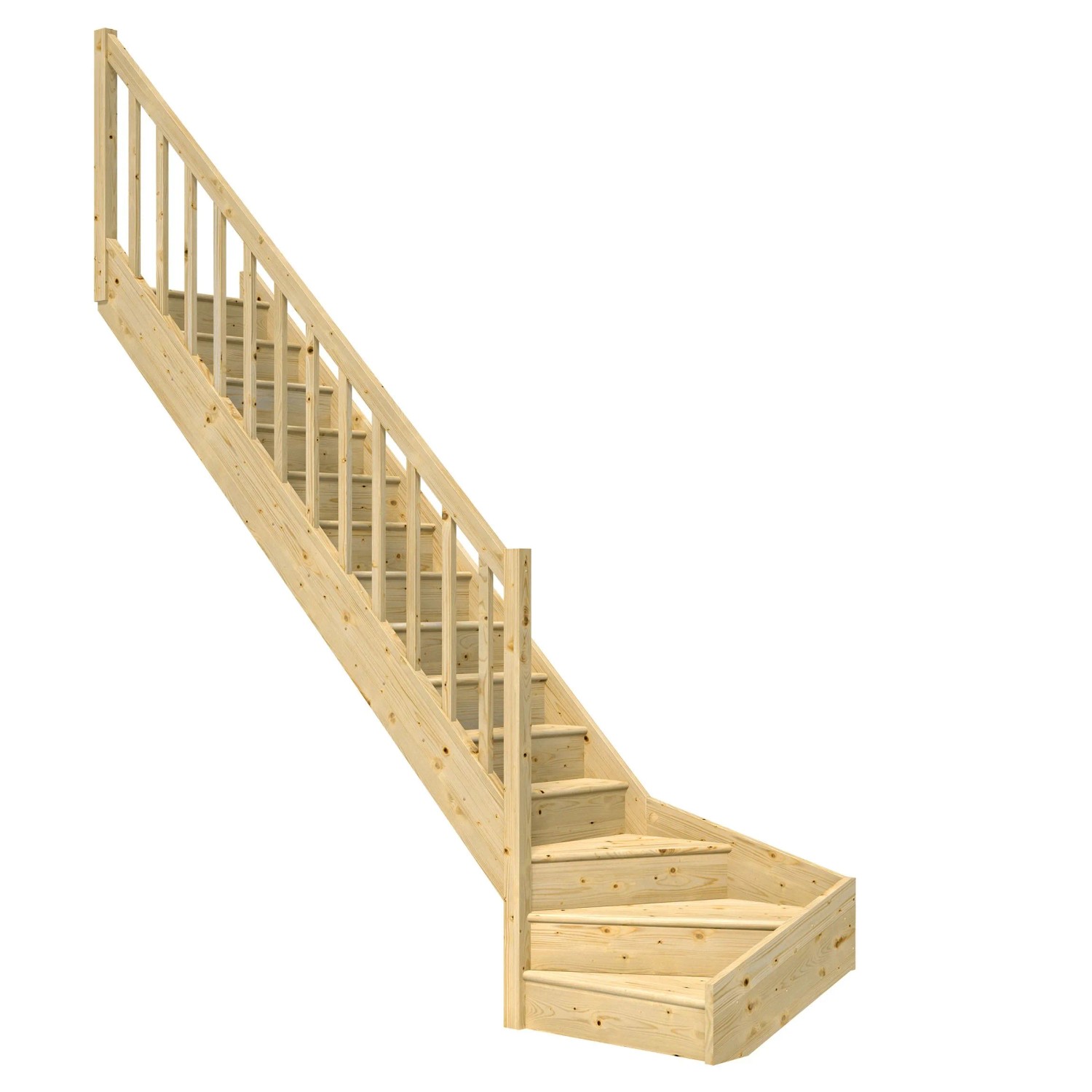 Dolle Raumspartreppe Paris 1/4-gew. Links Setzstufe Fichte R-Geländer FSC®