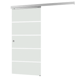 inova Glasschiebetür mit Blockstreifen, 1025x2200 mm, Komplettset mit Griffmuschel.