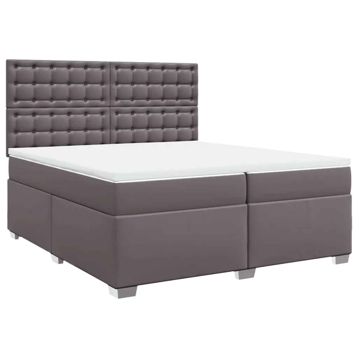vidaXL Boxspringbett mit Matratze Grau 200x200 cm Kunstleder 3290738 günstig online kaufen