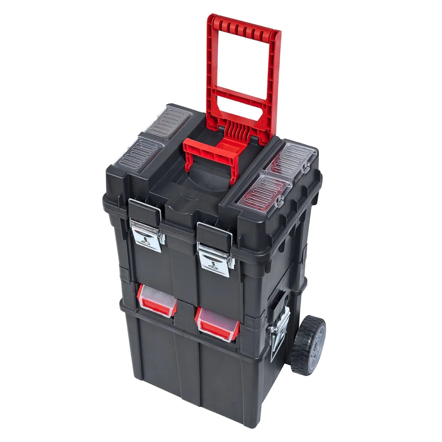 PROREGAL Werkzeugkoffer-Trolley Plus Auf Rollen HxBxT 71,2x49,5x35cm Polypropylen Schwarz/Rot
