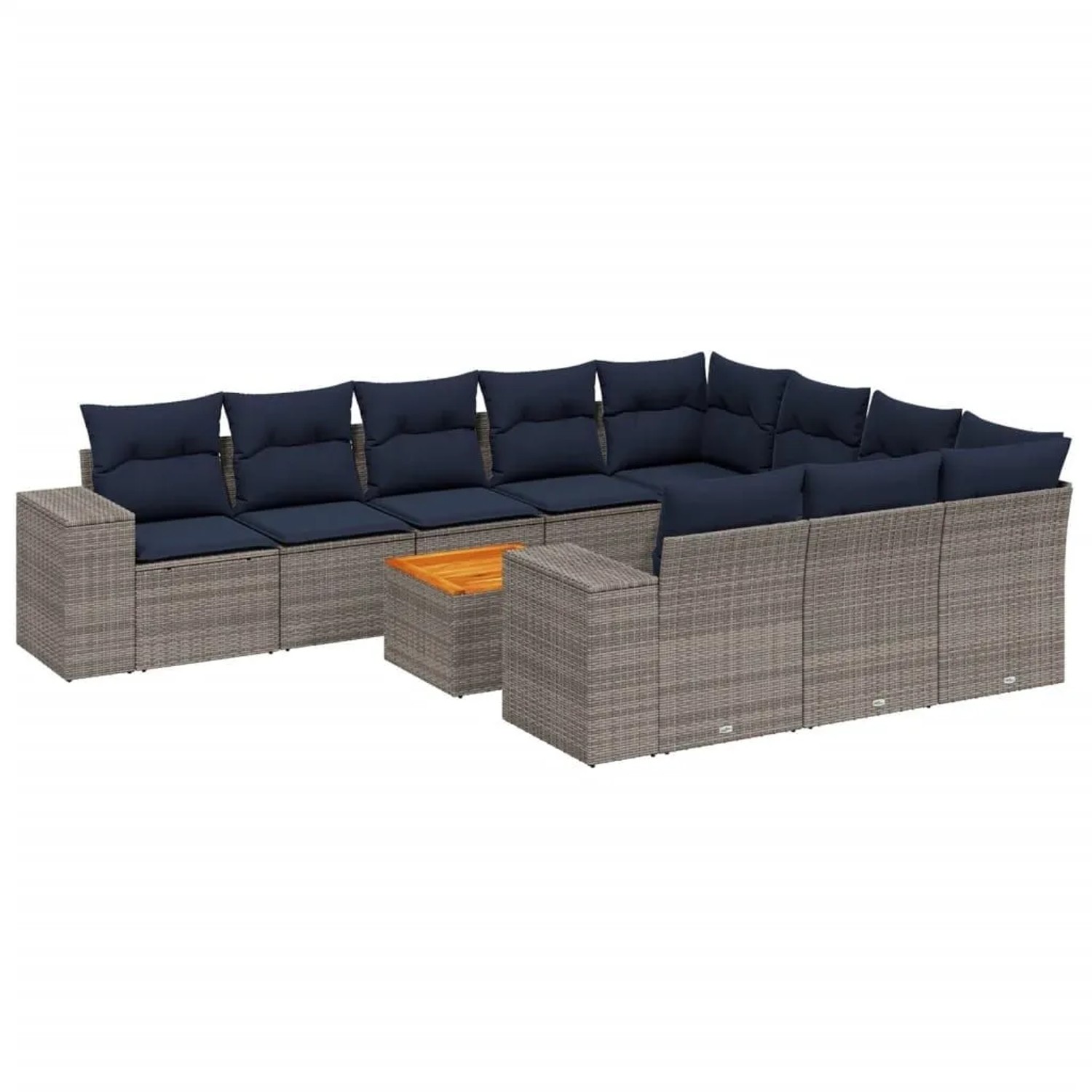 vidaXL 11-Tlg Gartensofa-Set mit Kissen Grau Polyrattan 3225627 günstig online kaufen