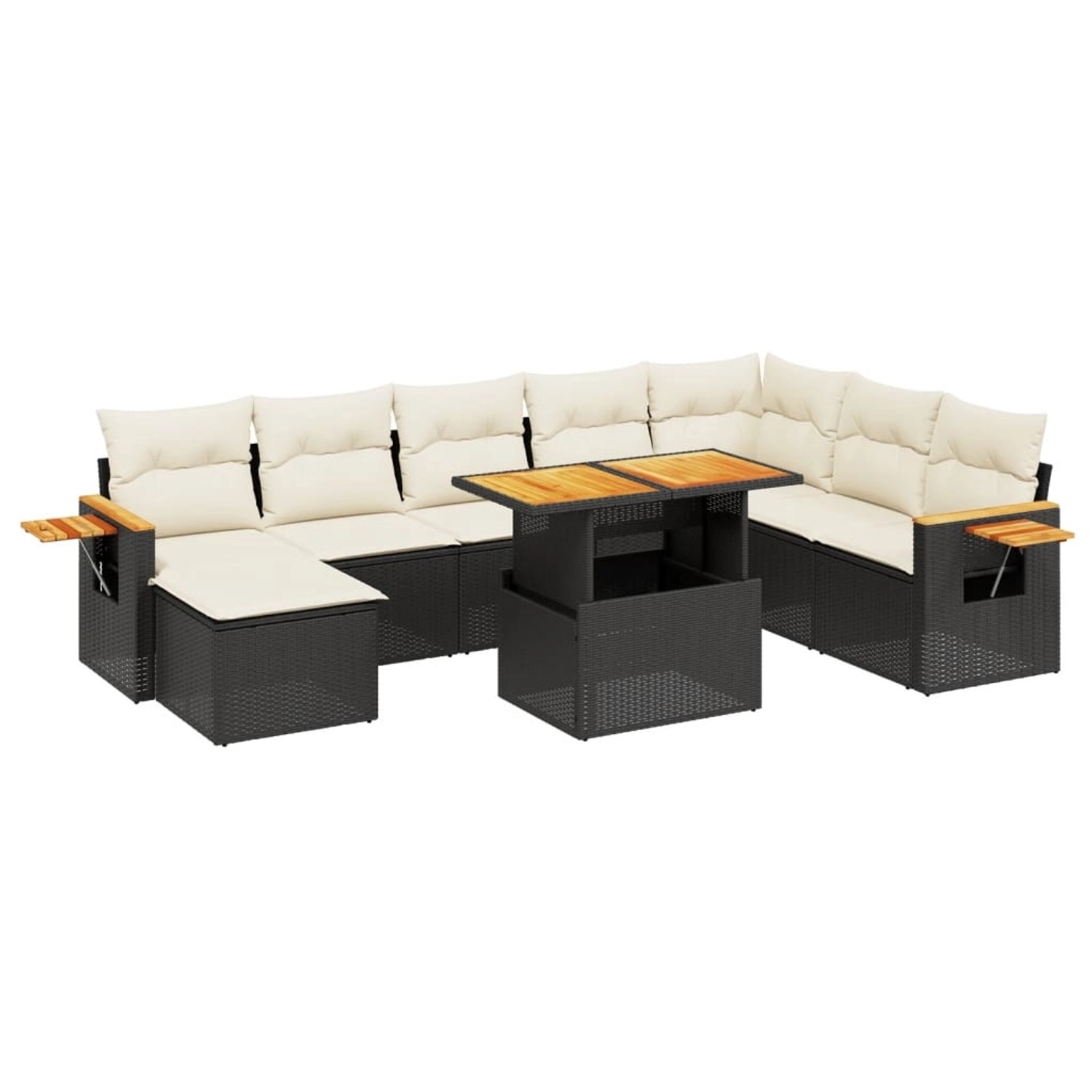 vidaXL 9-Tlg Garten-Sofagarnitur mit Kissen Schwarz Poly Rattan 3273653 günstig online kaufen