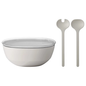 Mepal Servierschale Silueta Nordic White mit Deckel und Salatbesteck (5L).