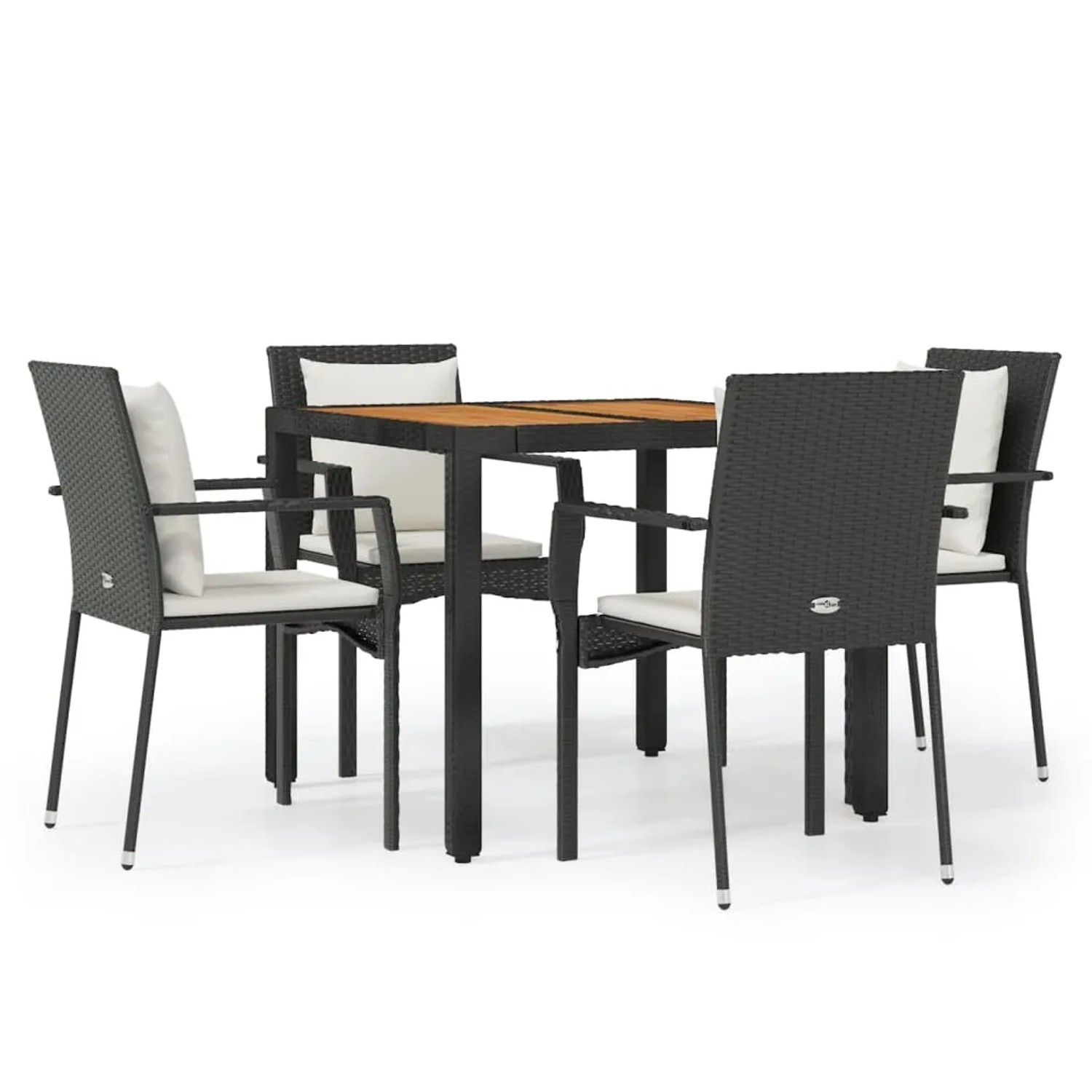 vidaXL 5-Tlg Garten-Essgruppe mit Kissen Schwarz Poly Rattan 3157964