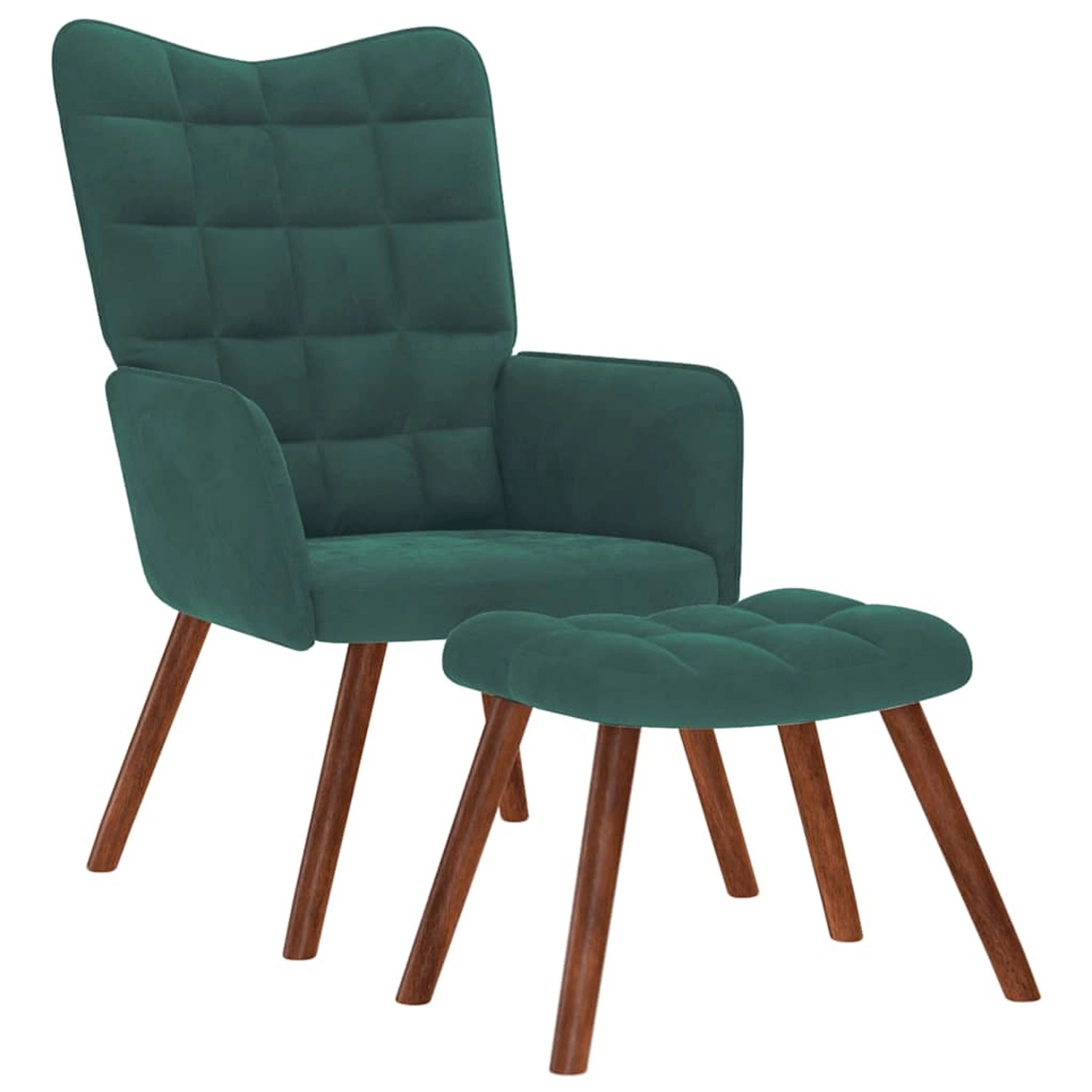 vidaXL Relaxsessel mit Hocker Dunkelgrün Samt 4016823
