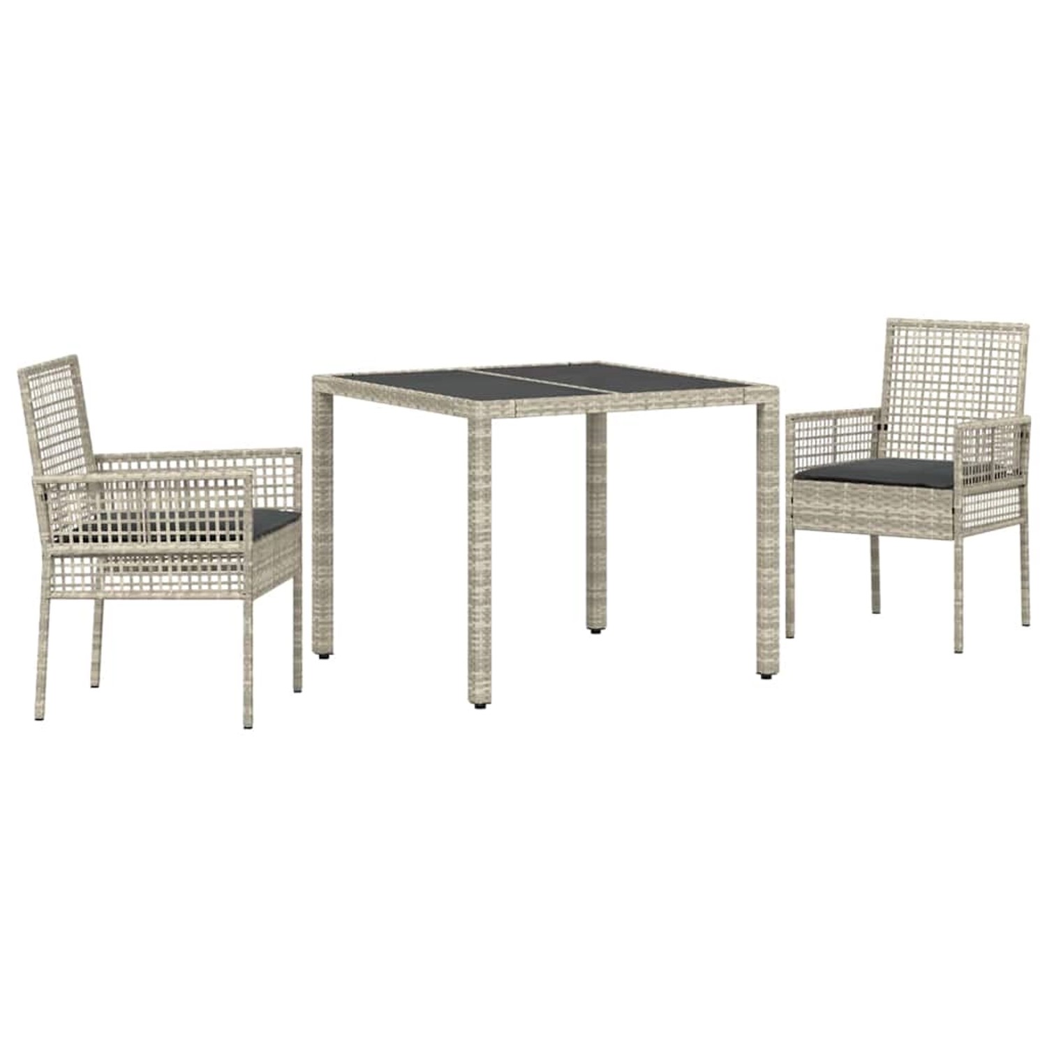 vidaXL Garten Essgruppe 3-Tlg Hellgrau Poly Rattan 3334895 günstig online kaufen