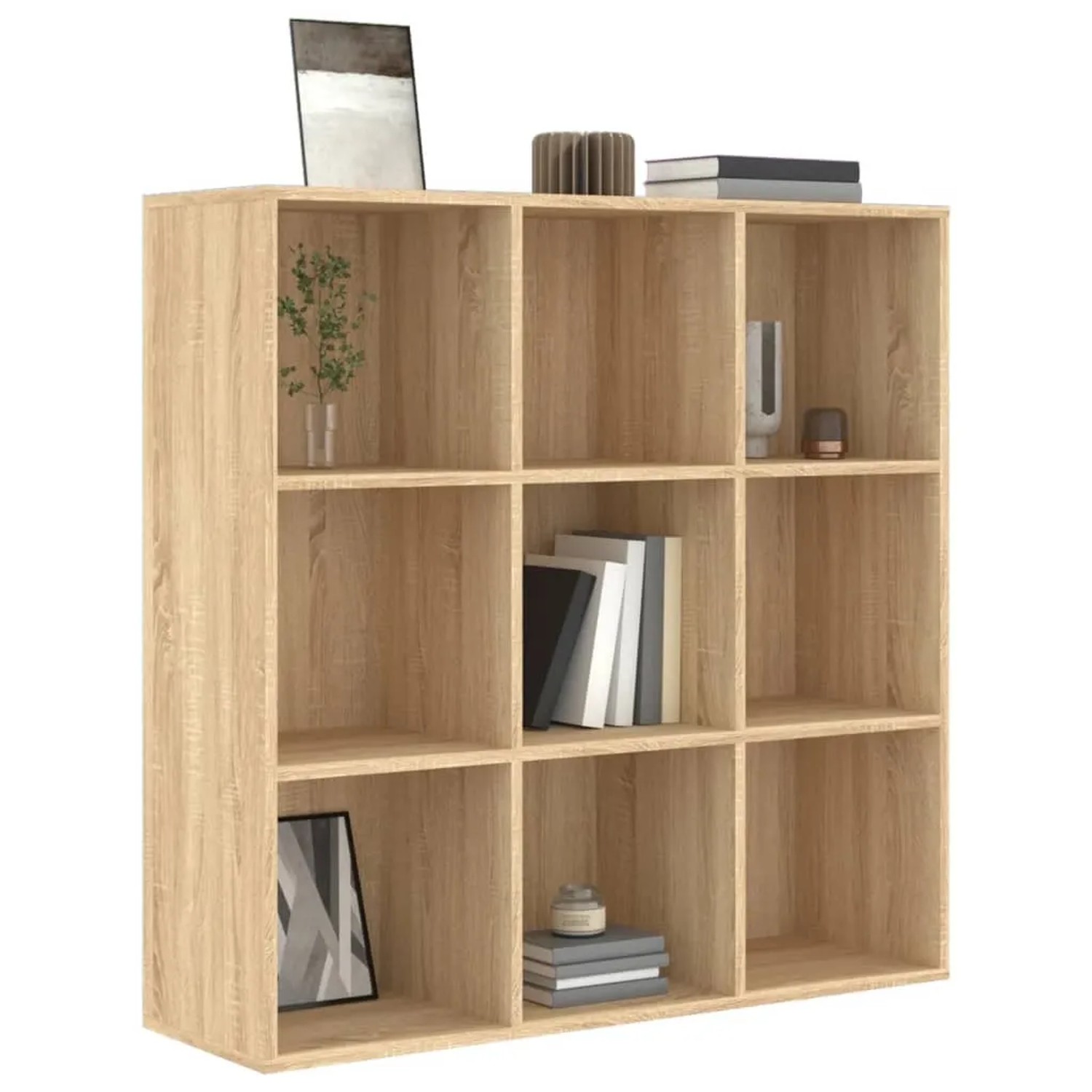 VidaXL Bücherregal Sonoma-Eiche, Holzwerkstoff, 9 Fächer für Bücher und Deko.