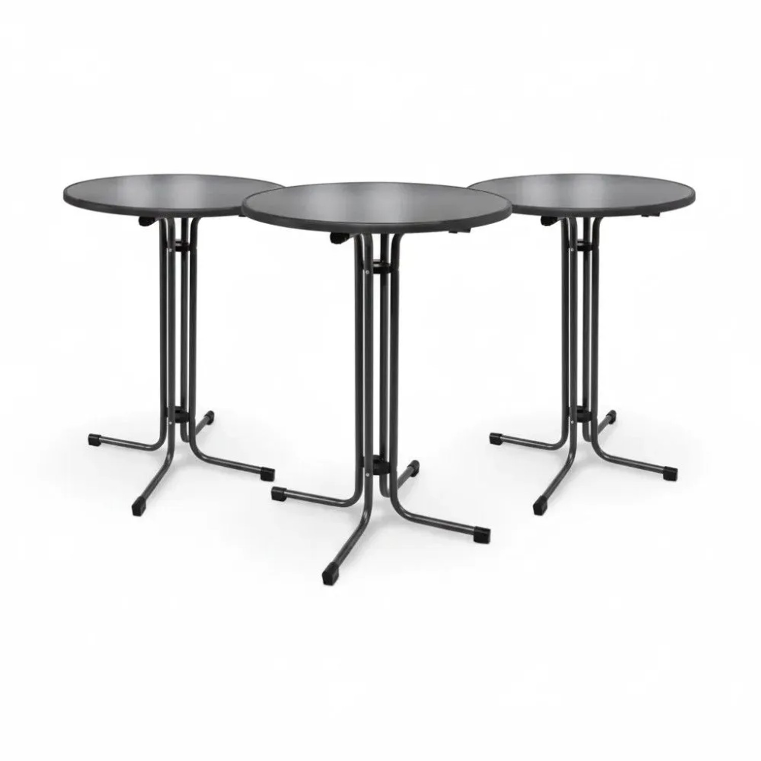 Beautissu Bellini Stehtisch Ø70xH110cm Schwarz 3tlg