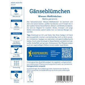 Kiepenkerl Gänseblümchen Saatgut Packung, Wiesen-Maßliebchen für Blumenwiese und Garten.