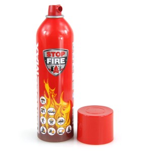 Höfer Chemie Feuerlöschspray, 3x500g, rote Sprühdose mit abgenommenem Deckel.