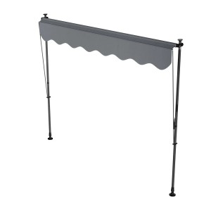 Graue Juskys Klemmmarkise Kapstadt 250x120 cm, ohne Bohren montiert, für Balkon oder Terrasse.