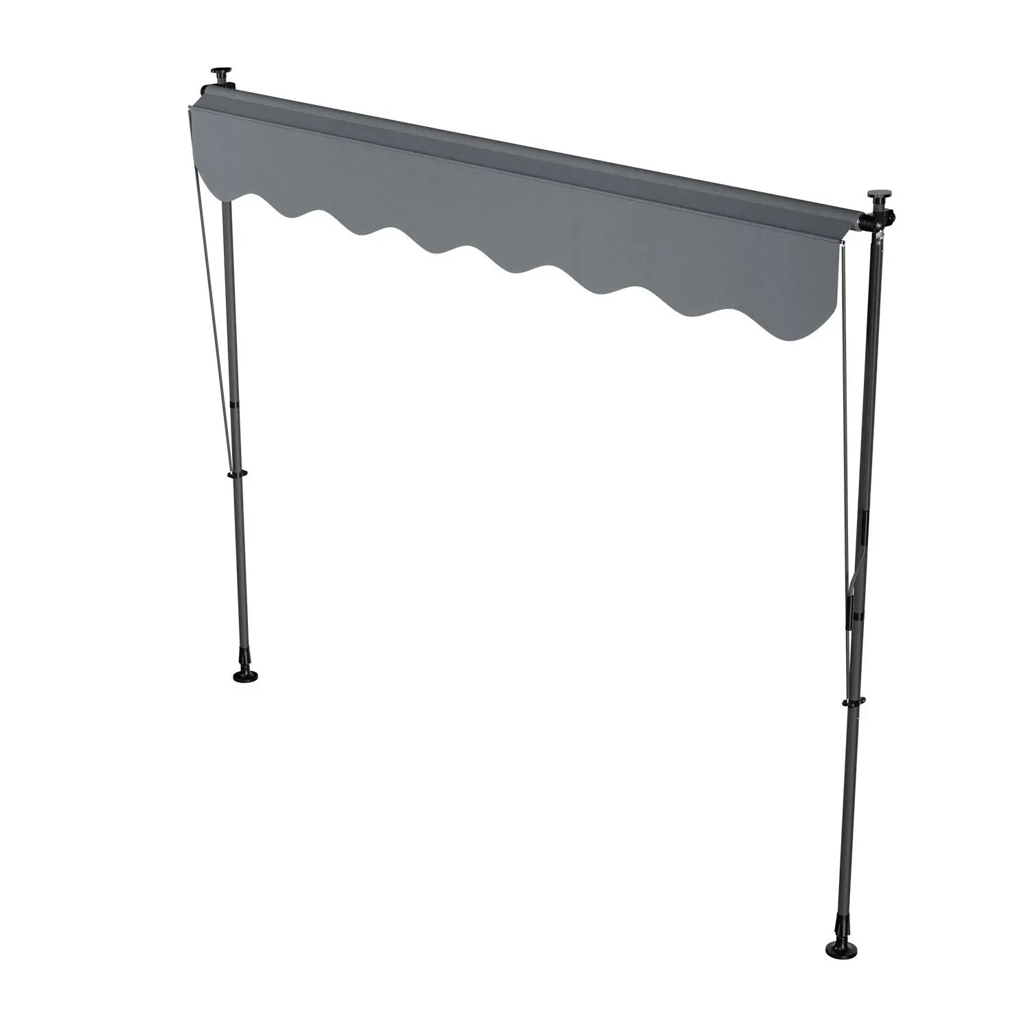 Graue Juskys Klemmmarkise Kapstadt 250x120 cm, ohne Bohren montiert, für Balkon oder Terrasse.