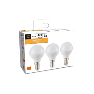 3er Set E14 LED-Leuchtmittel in Tropfenform, 4,8W, 470 Lumen, warmweiß.