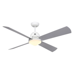 Weißer CASAFAN Deckenventilator Libeccio mit Beleuchtung und Fernbedienung.