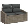 Graues 6-tlg. vidaXL Garten-Sofa-Set aus Poly Rattan mit Kissen für Terrasse und Garten.