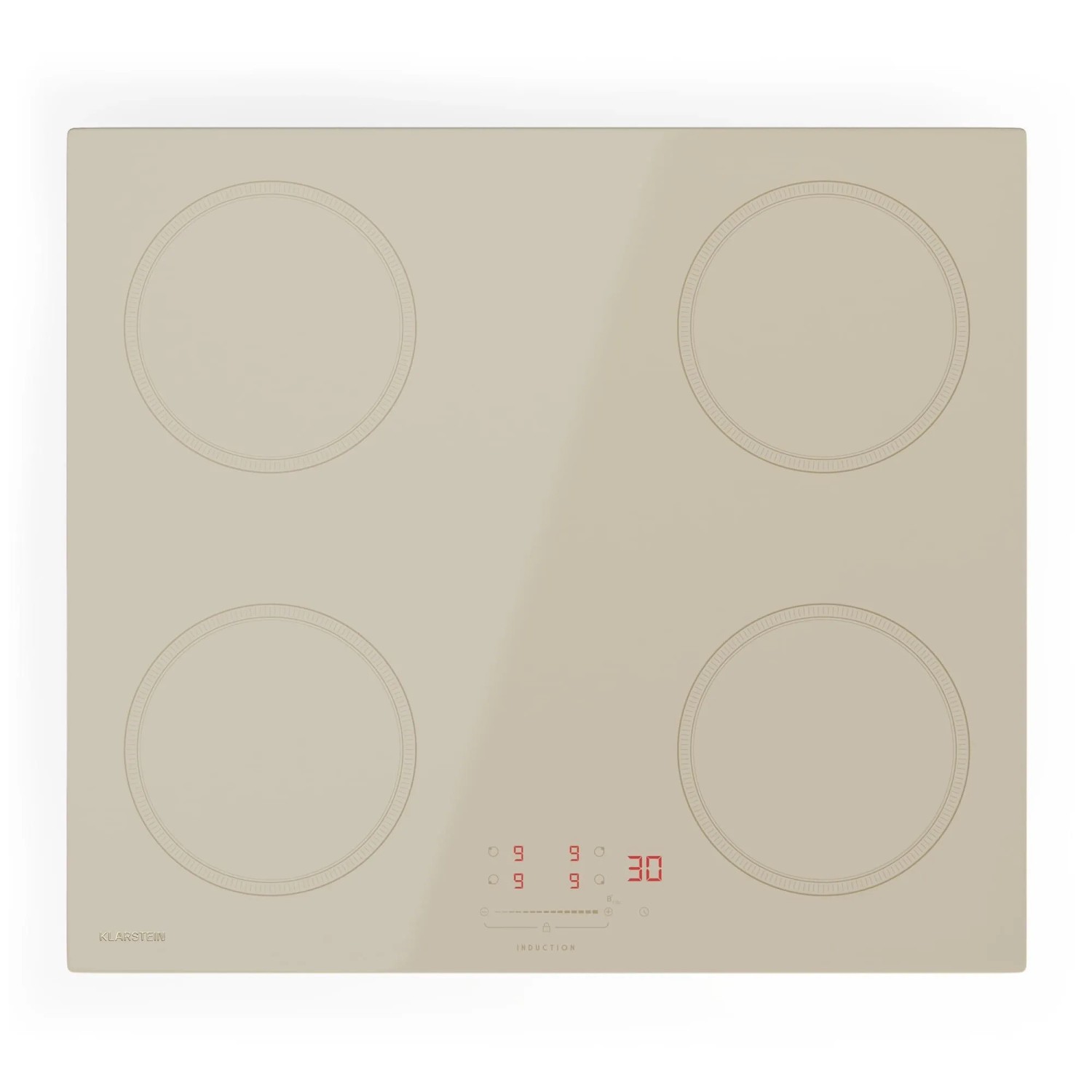 Klarstein Victoria Induktionskochfeld 60 cm 4 Kochfelder Schieberegler Boost-Funktion Creme