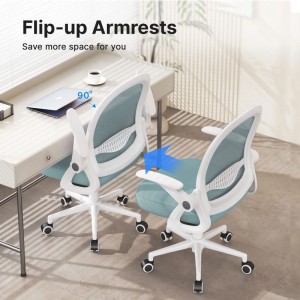 Rattantree Ergonomischer Drehstuhl mit Netzrücken Klapparmlehnen Höhenverstellbar Hellgrün