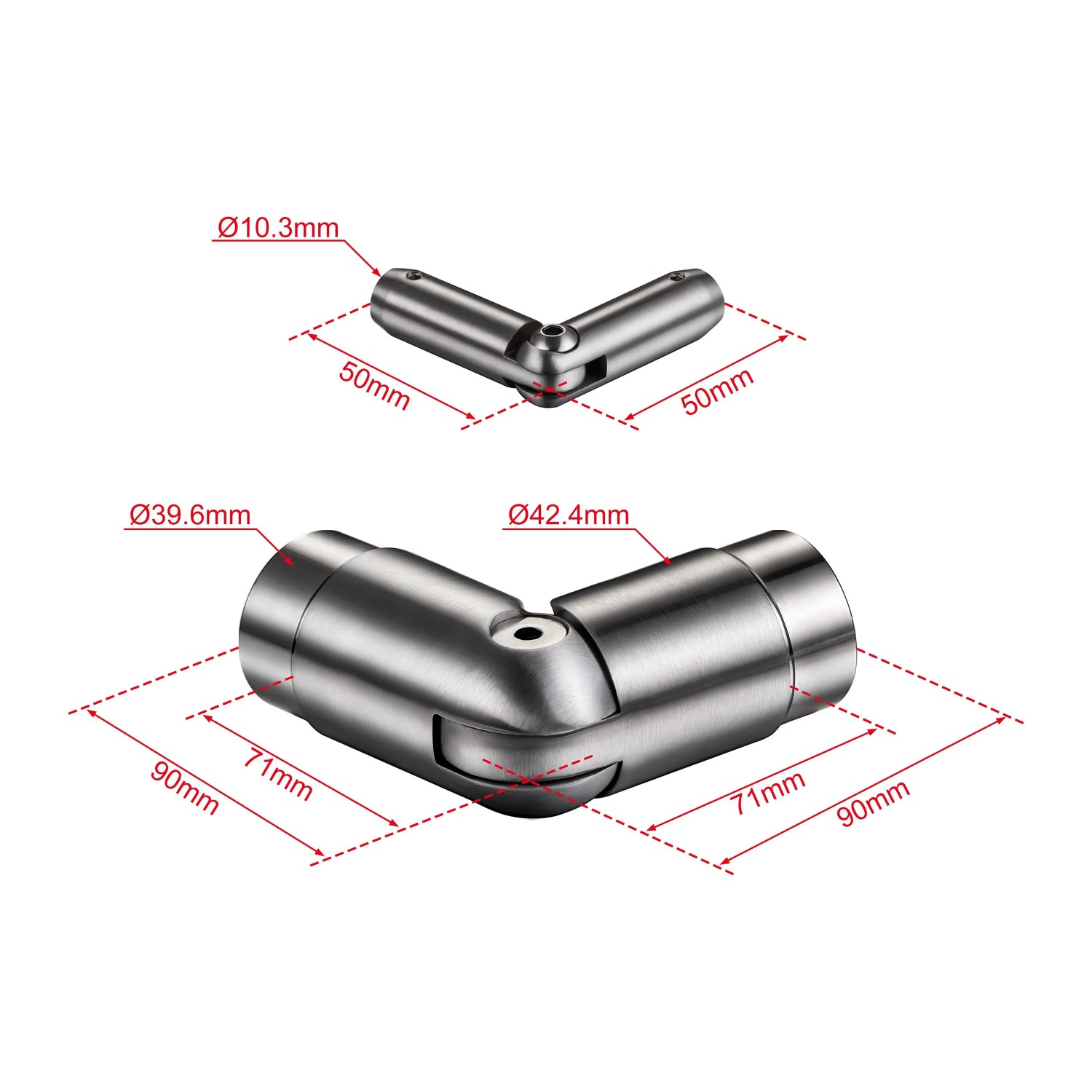 AICA Geländerverbinder Set 304 Edelstahl Winkelverstellbar Für 3 Querriegel_2