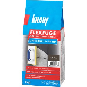 Knauf Flexfuge Universal Dunkelbraun, 1 kg Sack. Fugenmasse für Fliesen und Naturstein.