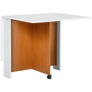 HOMCOM Klapptisch, Esstisch mit Rollen, weiße klappbare Arbeitsplatte.