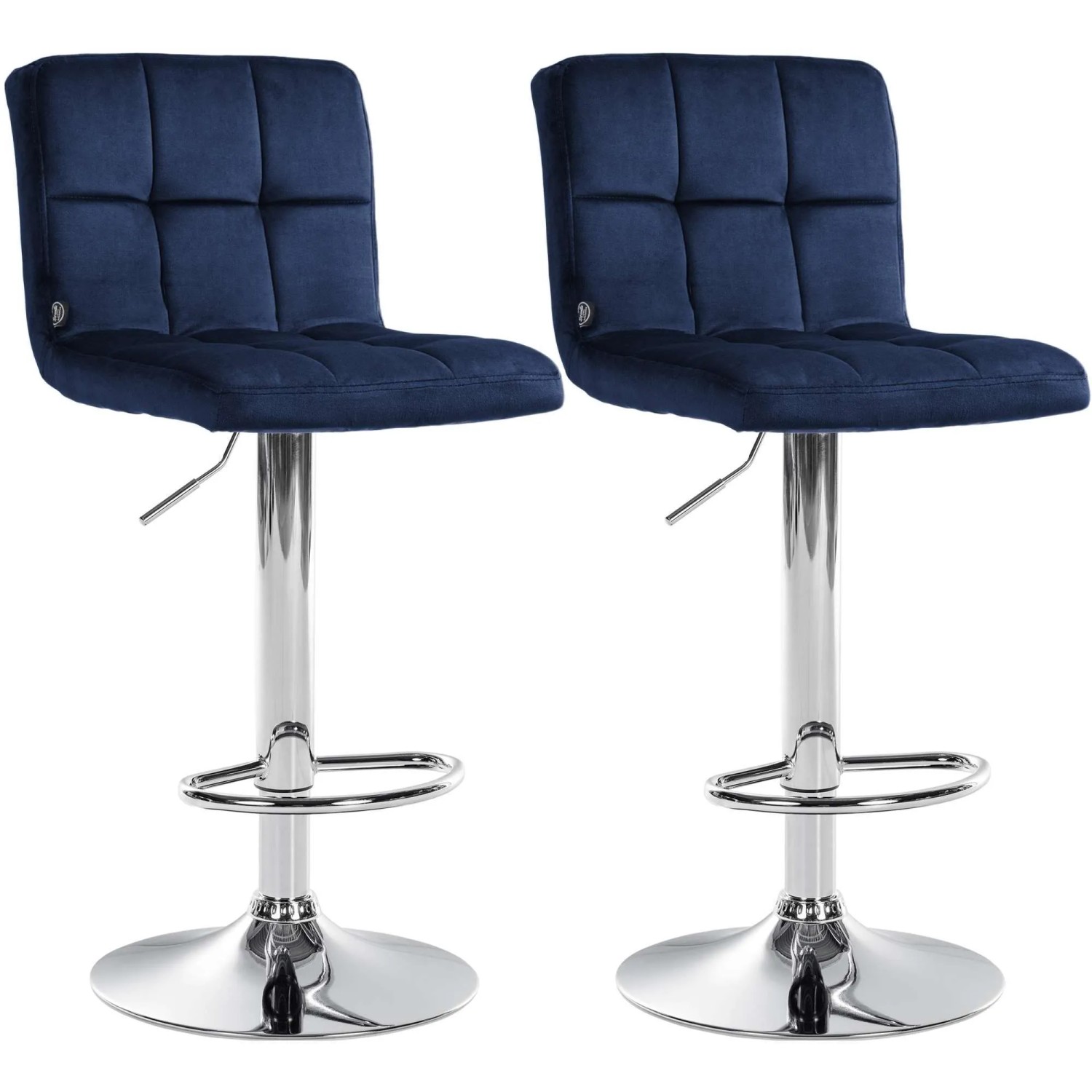 CLP 2er Set Barhocker Peru Samt Blau/Chrom