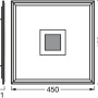 Technische Zeichnung der Ledvance Smart+ WiFi Panelleuchte Planon Plus 45x45 cm mit Maßen.