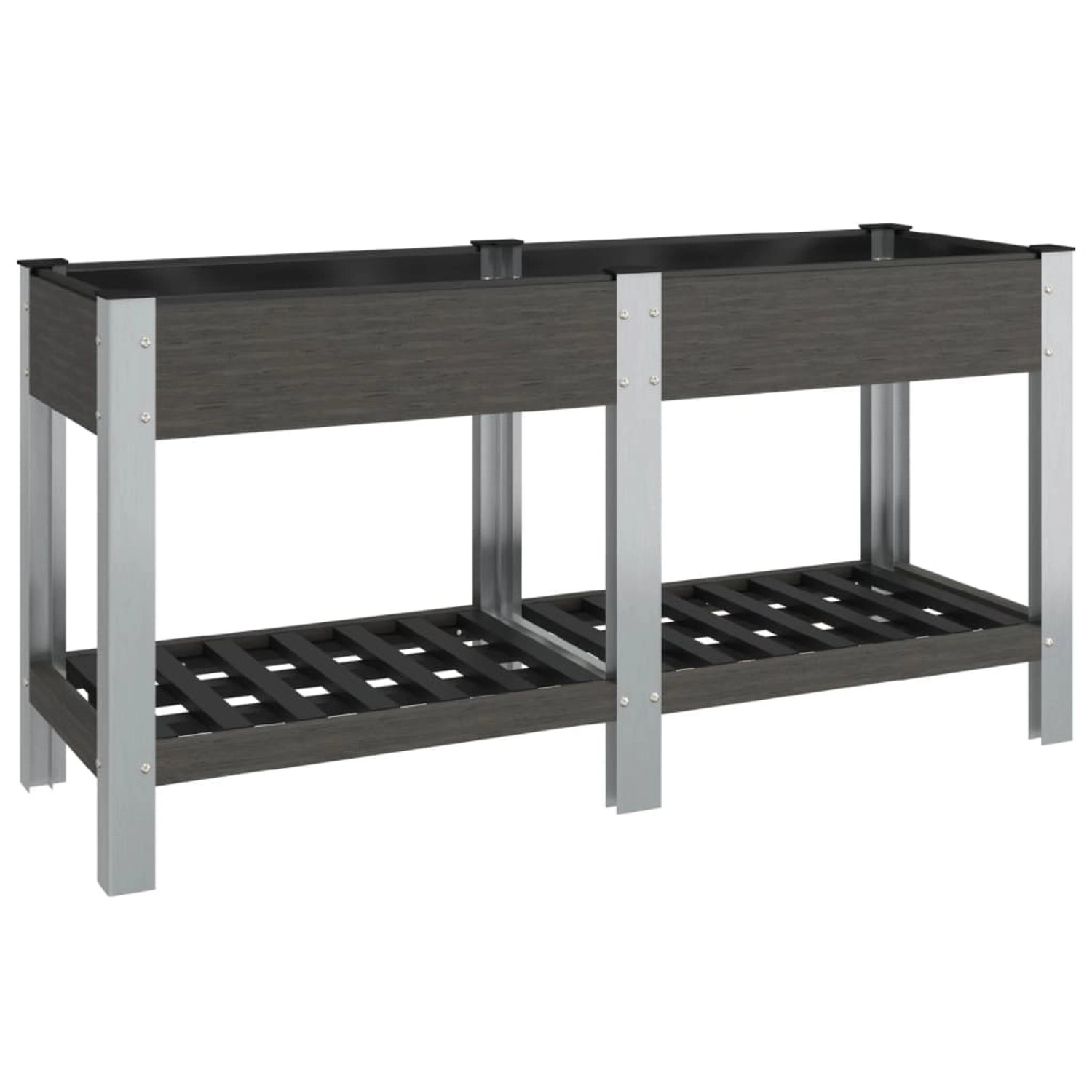 furnicato Garten-Hochbeet mit Ablage Grau 150x50x75 cm WPC