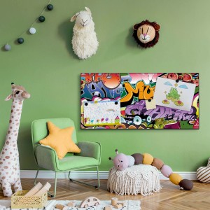 Magnettafel 78x37cm mit Graffiti-Motiv, inklusive Magnete. Wanddekoration für Notizen und Fotos.