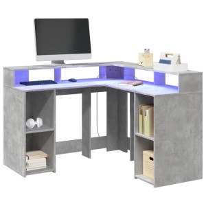 vidaXL LED-Schreibtisch Betongrau 130x130x91 cm Holzwerkstoff 3309450