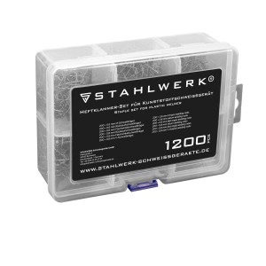 STAHLWERK Klammer Set mit 1200 Heftklammern und Schweißnägeln für Kunststoff-Schweißgeräte.