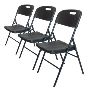 3er Set TRUTZHOLM Klappstühle, grau, mit Holzoptik, wetterfest und ergonomischer Sitzform.