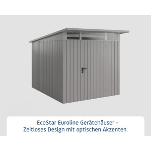 EcoStar Euroline Gerätehaus mit Pultdach, 229x310 cm, Graualuminium, 1-flügelig.