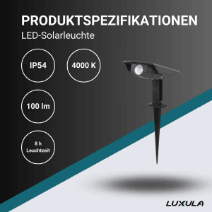 LUXULA LED Solar Gartenstrahler Spot, 4er Set mit Erdspieß, neutralweißes Licht.