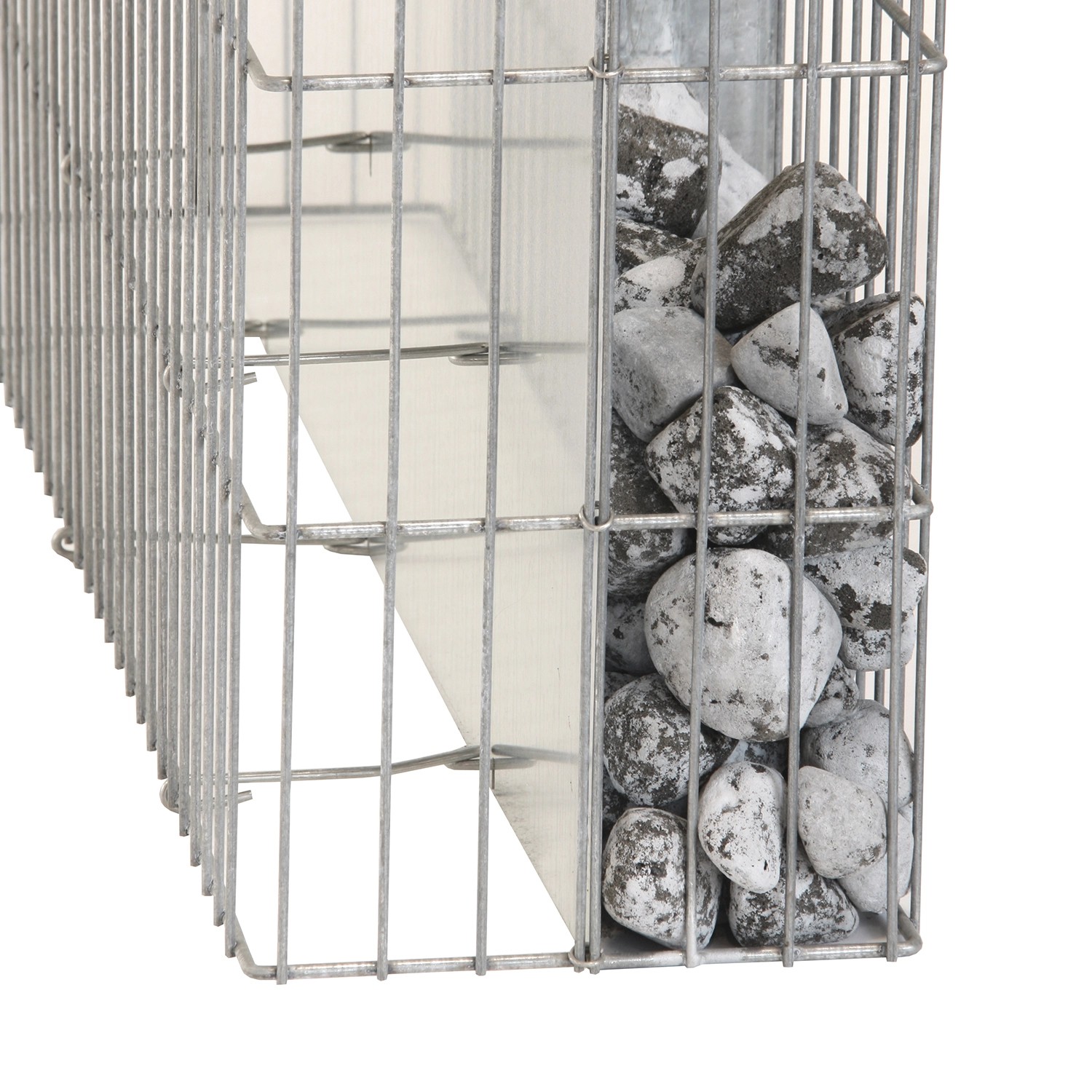 Bellissa Lärmschutz-Gabione, 195 cm hoch, mit Steinen gefüllt. Ideal als Lärm- und Sichtschutz.