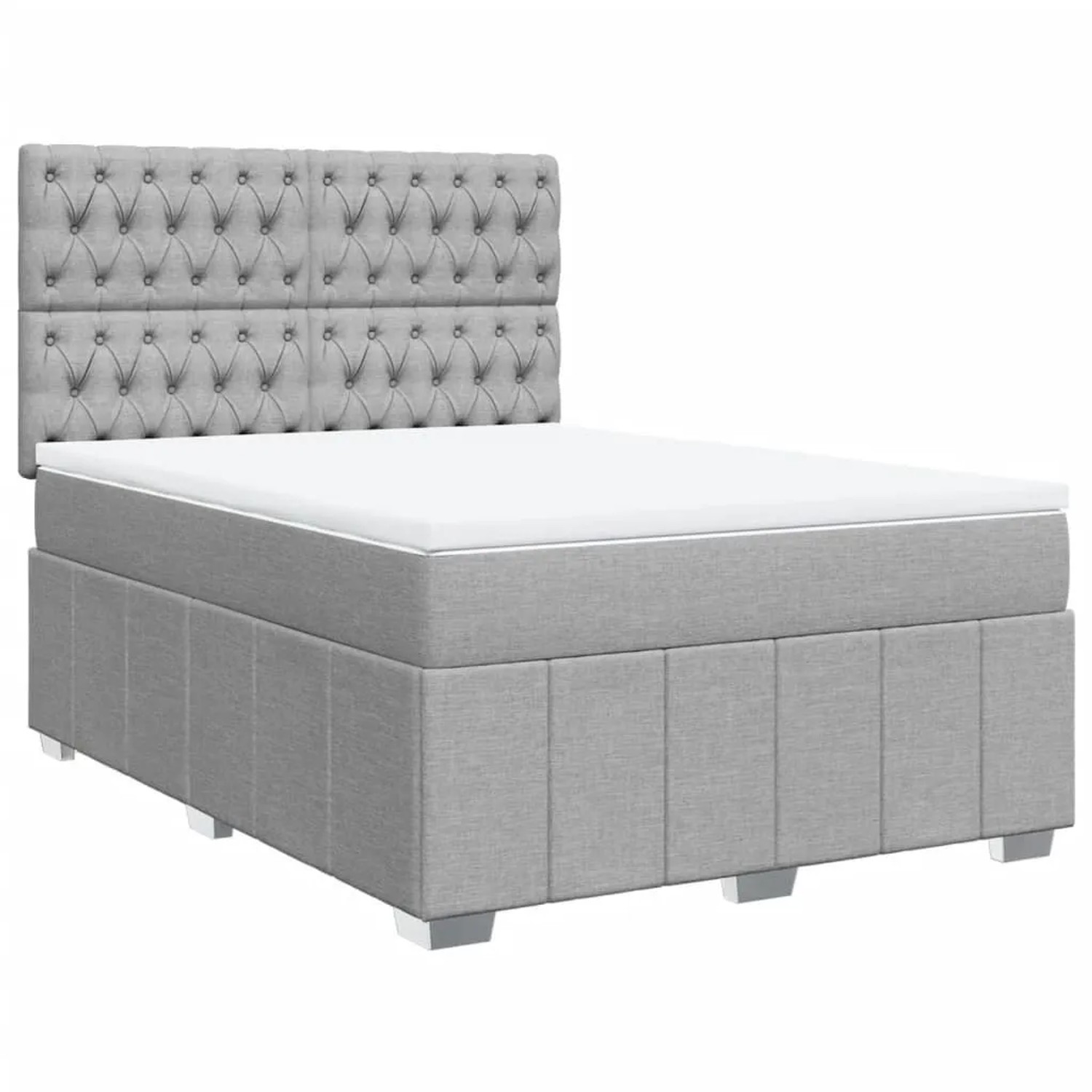 vidaXL Boxspringbett mit Matratze Hellgrau 140x200 cm Stoff 3291698