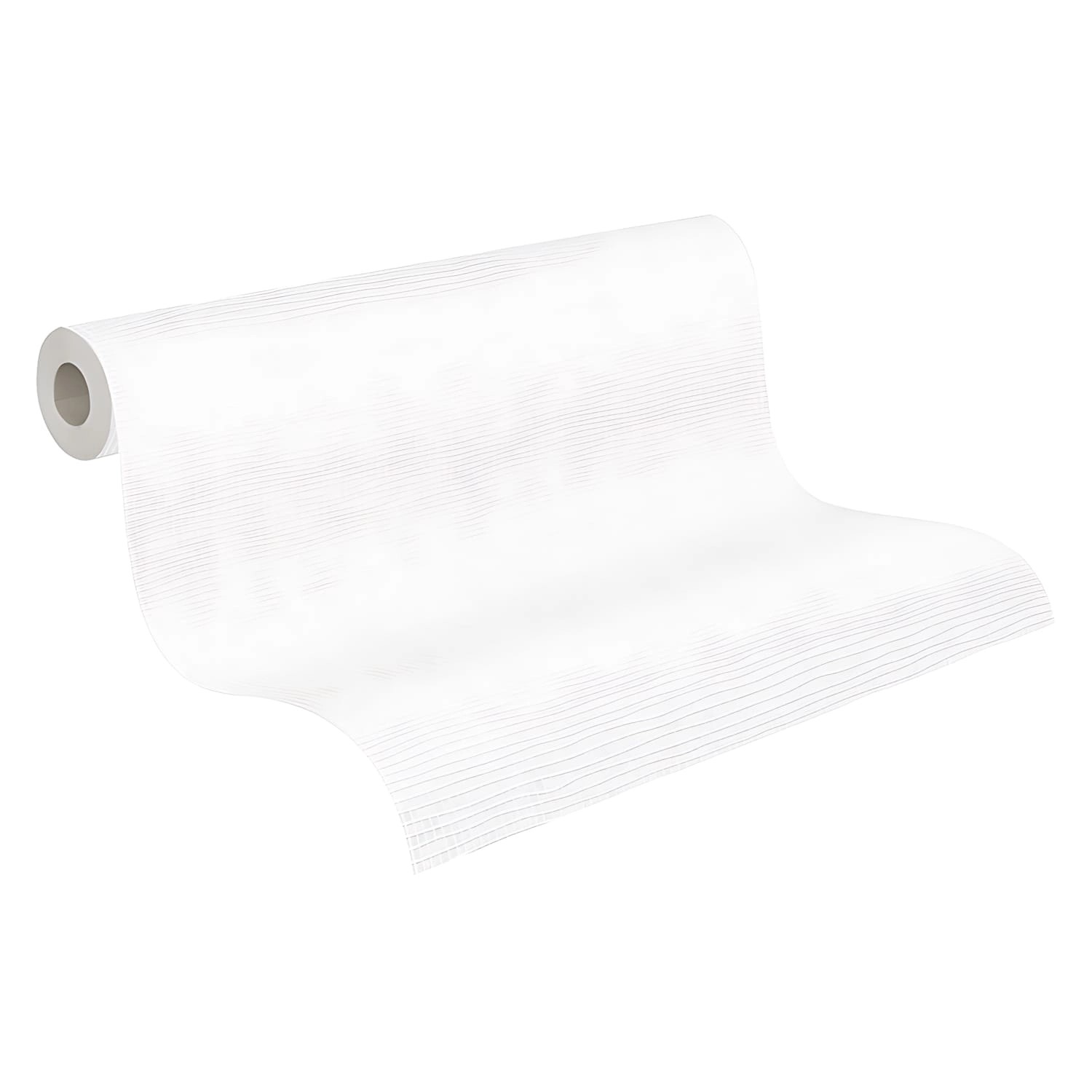 Weiße, matte Vliestapete mit leichter Struktur, geeignet zum Überstreichen. Rolle: 1,06 m x 25 m.