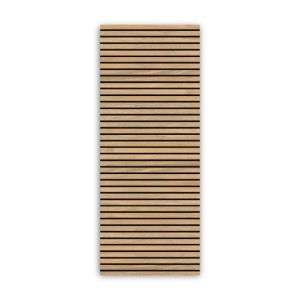Walllux Duschrückwand Eiche Streifen, quer, aus Alu-Verbund. Helle Holzoptik mit horizontalen Linien für Bad & Küche.