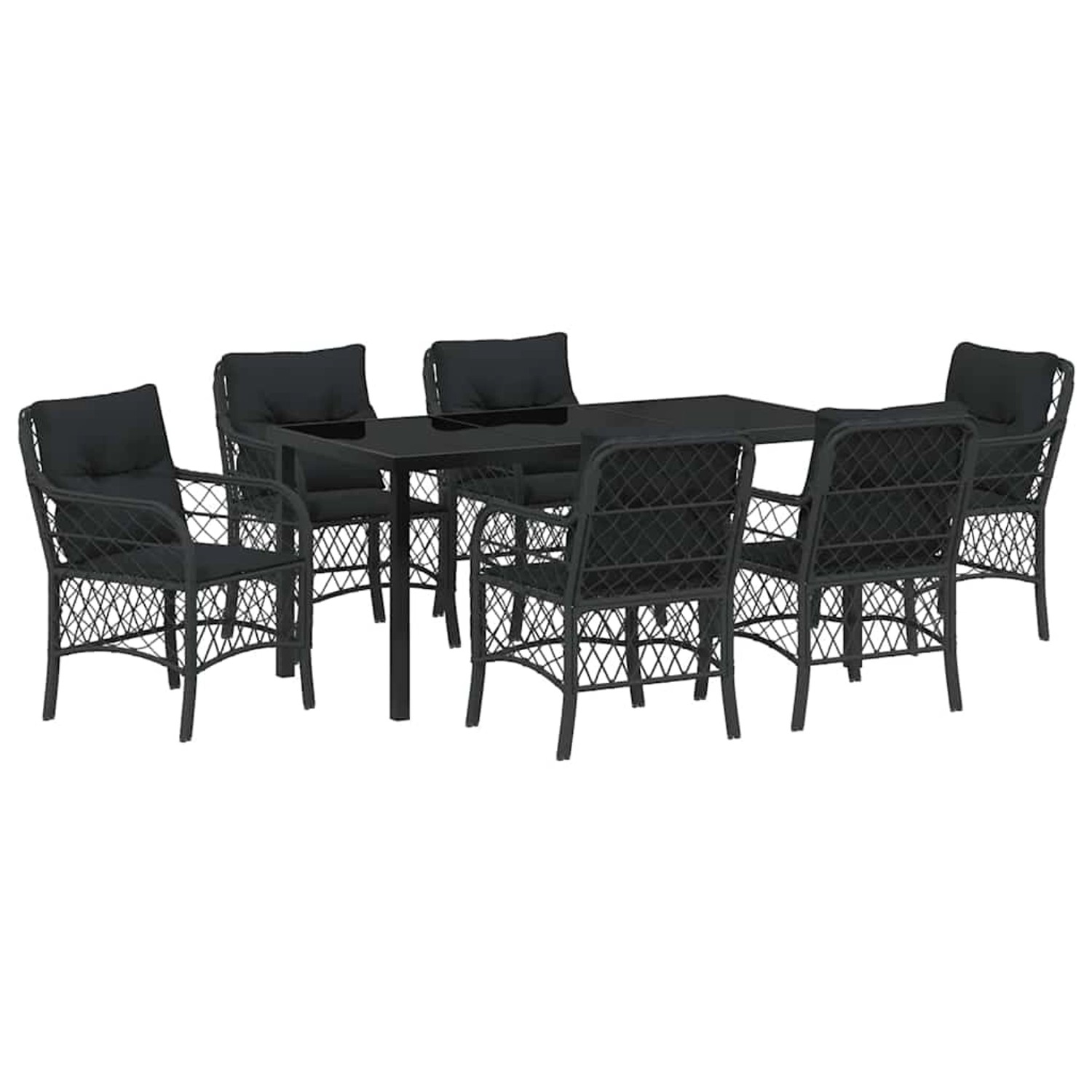 vidaXL Garten Essgruppe mit Kissen 7-Tlg Schwarz Poly Rattan 3380208 günstig online kaufen