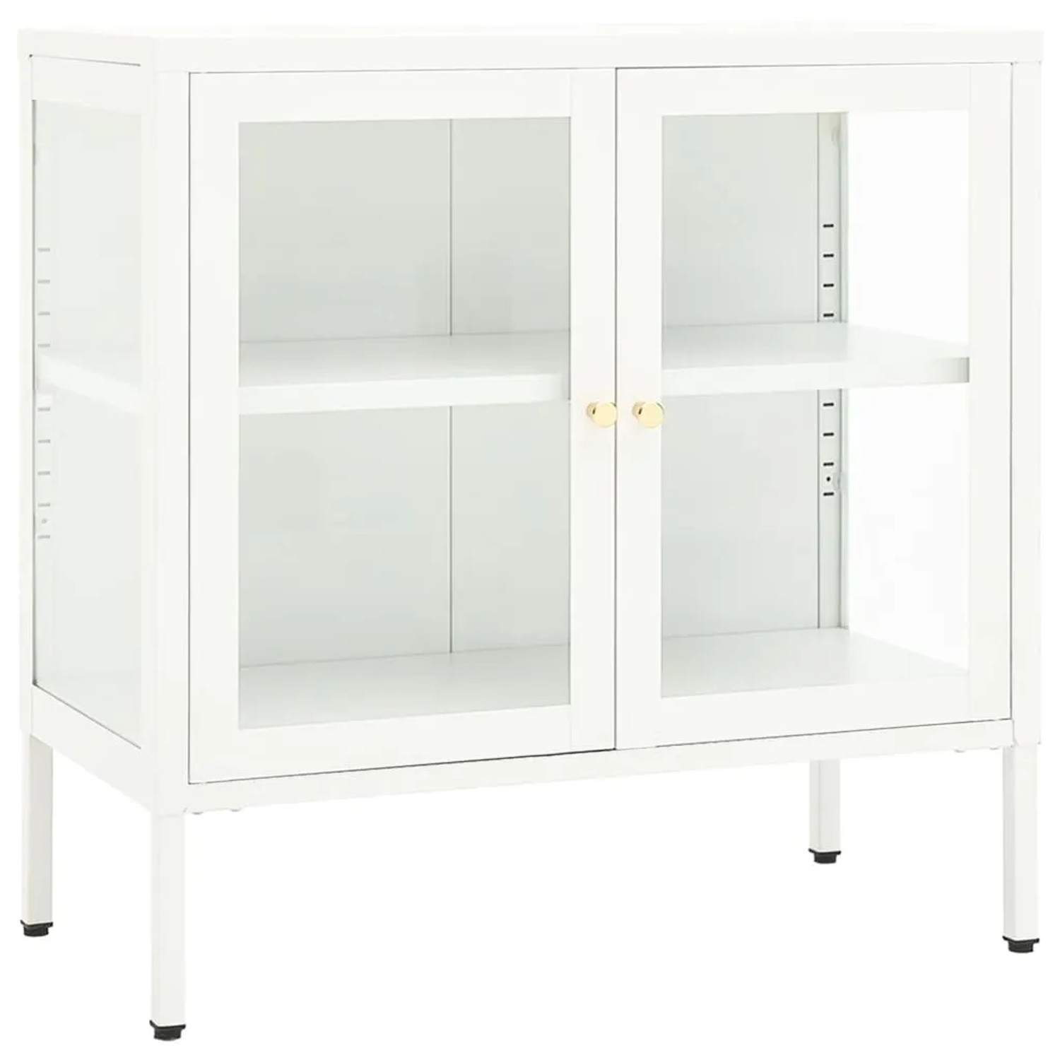 vidaXL Sideboard Weiß 70x35x70 cm Stahl und Glas 336065