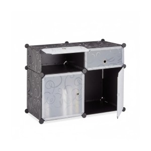 Relaxdays Regalsystem 4 Fächer Kunststoff Schwarz Stecksystem 56 cm x 74,5 cm x 37 cm 3,2 kg